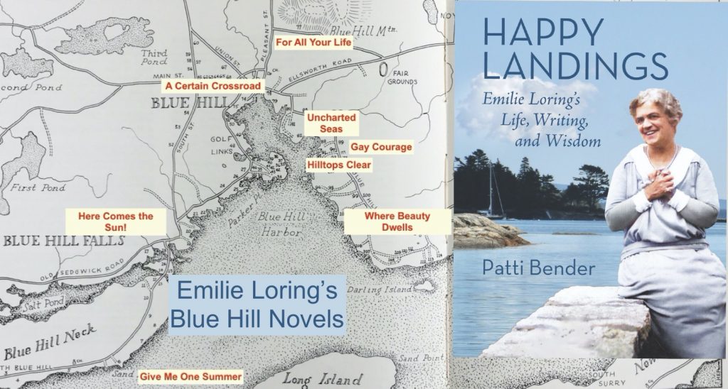 Map of locations of Emilie Loring's novels set in Blue Hill